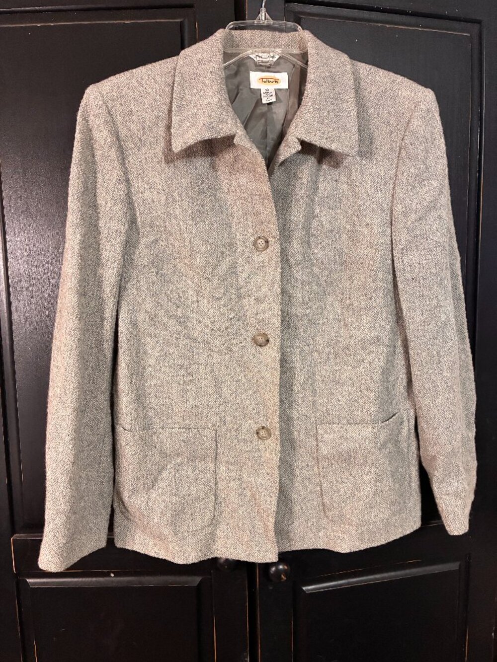 Talbots Jacket Lined Cashmere Wool Blend Italy Blazer Shacket Gray 10 luxury